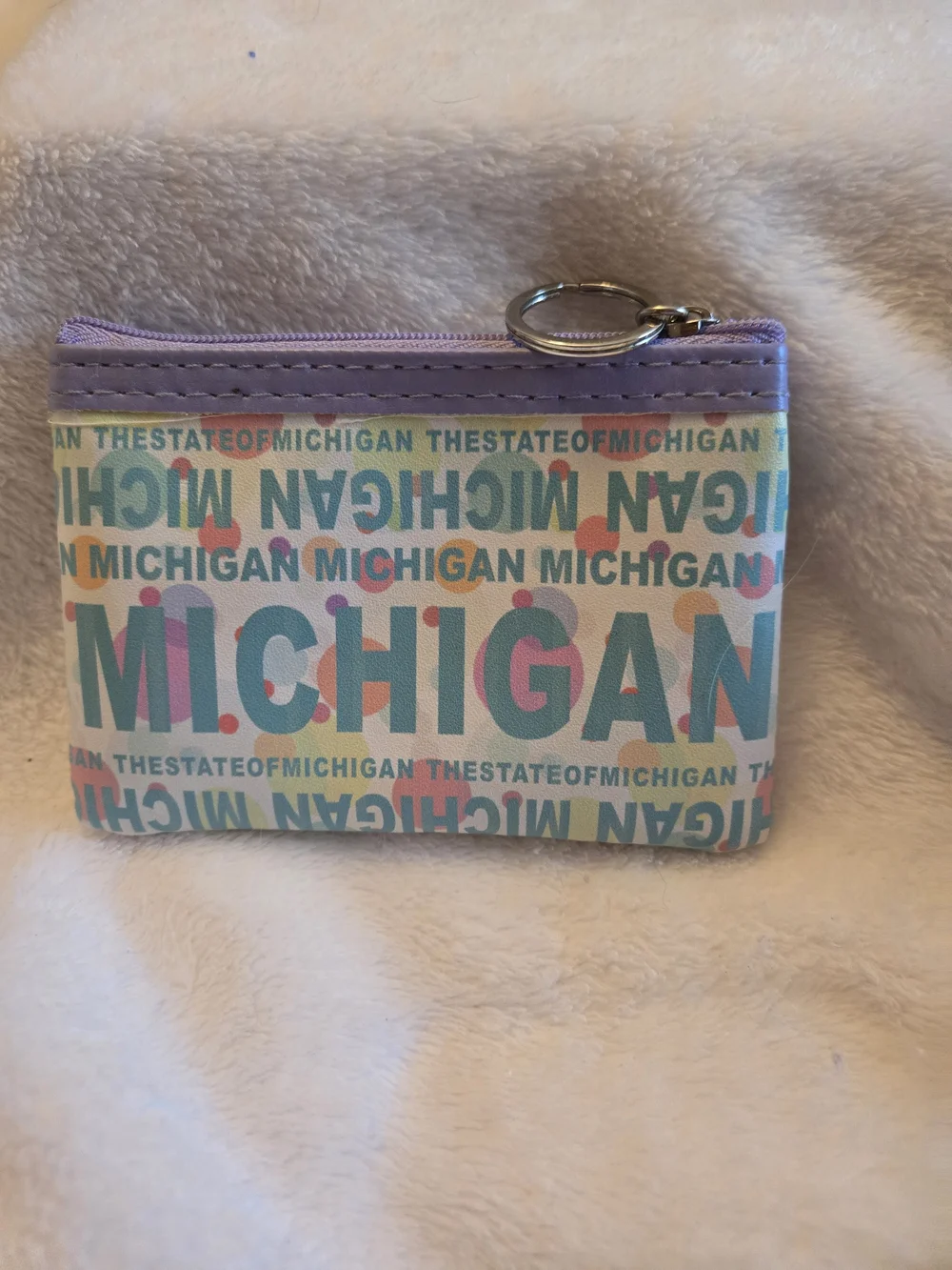 Michigan Graphic Zip Card Wallet - Lavender Accent